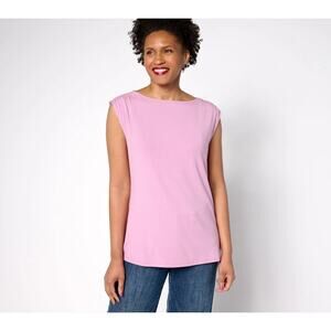 BEAUTIFUL by Lawrence Zarian Refined Knit Gathered Shoulder Tank Orchid Haze M